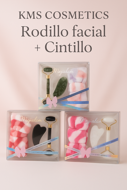 Imagen promocional profesional de Rodillo Facial + Cintillo KMS COSMETICS