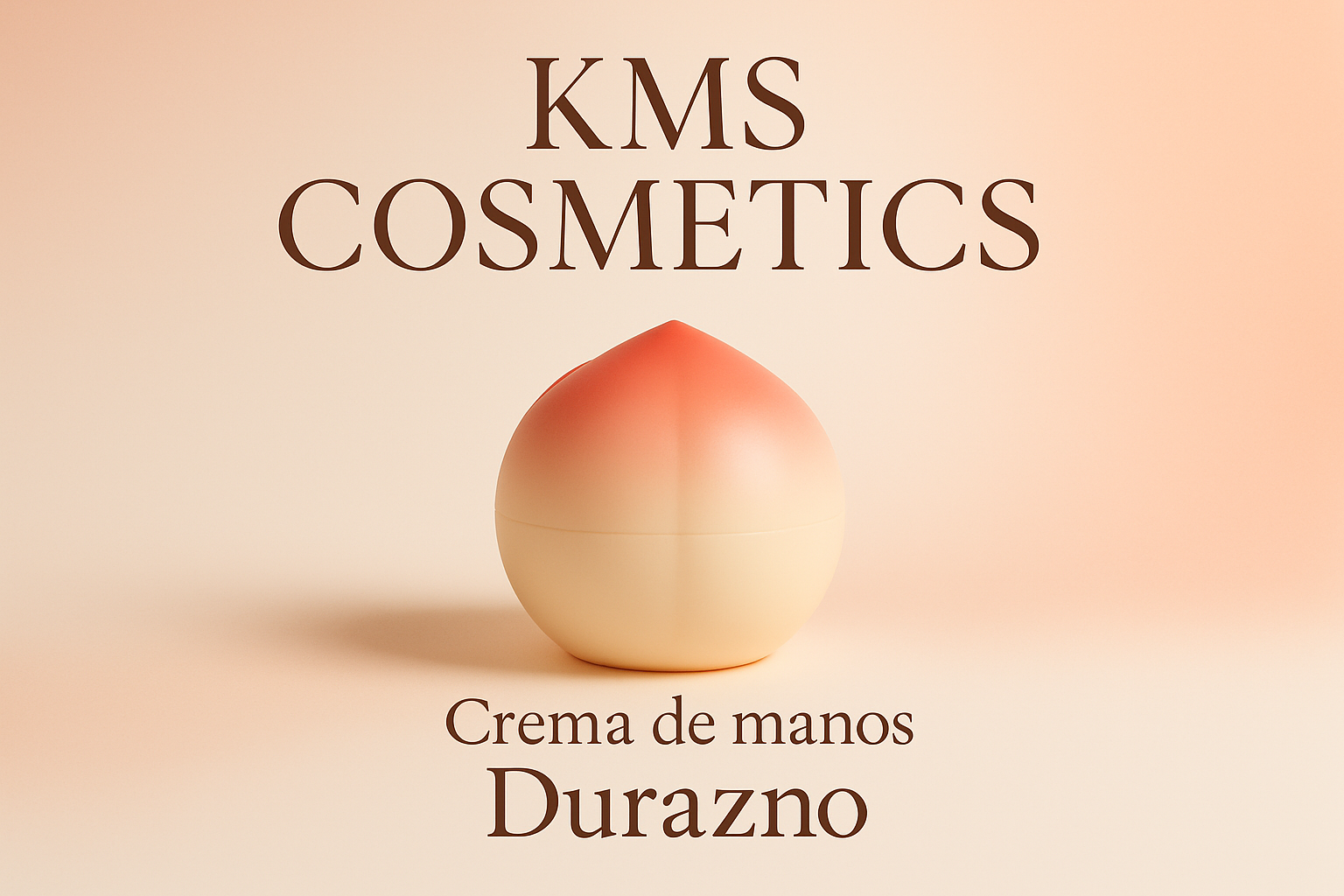 Imagen promocional profesional para crema de manos Durazno KMS COSMETICS